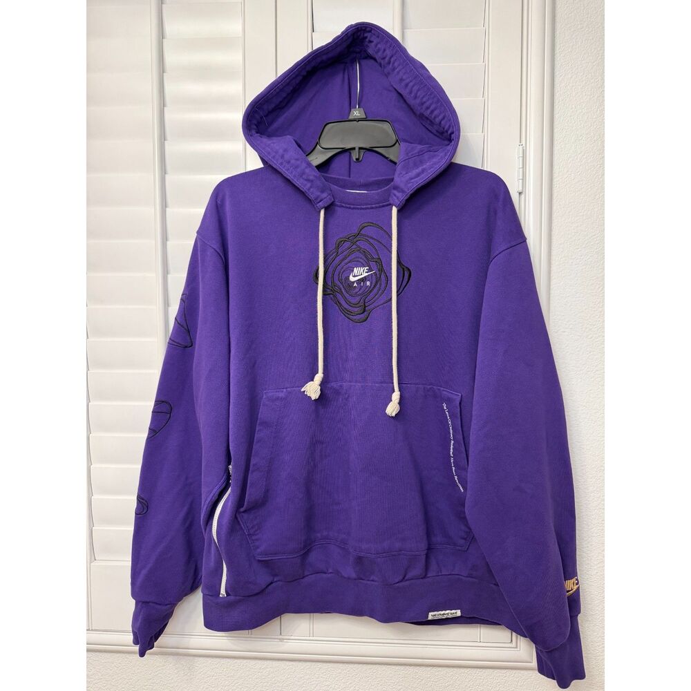 Nike Air Dri Fit Purple Rose Embroidered Graphic Hoodie Jacket L